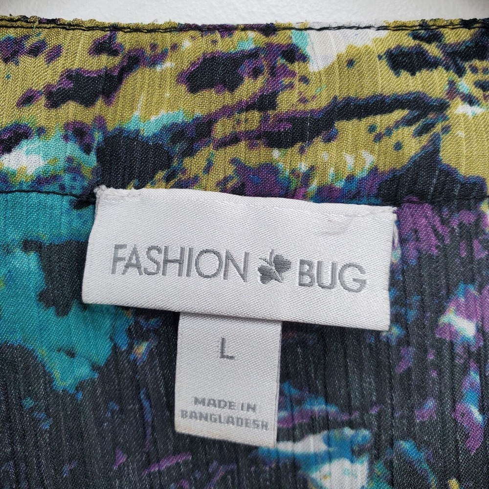 Fashion Bug Peplum Blouse Floral Chiffon Button Front Boho Top L - Picture 4 of 15